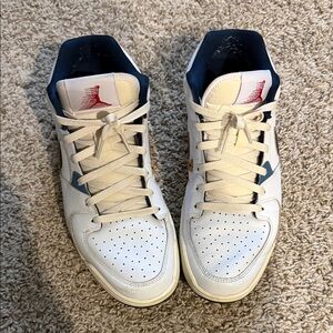 Men's White and Blue Nike Air Jordan Sneakers